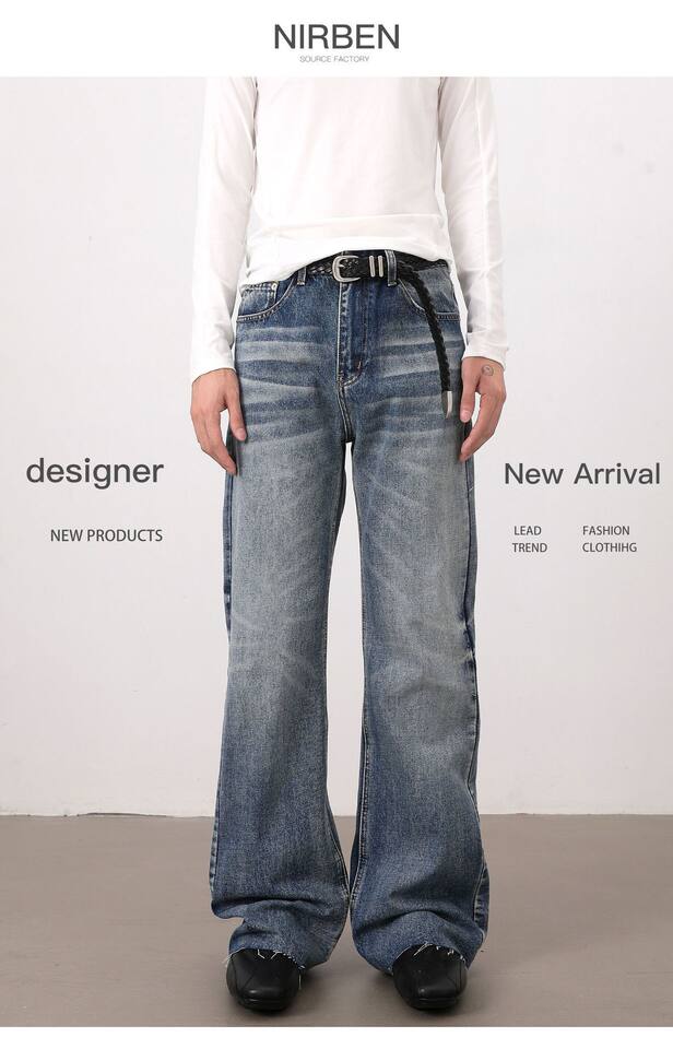 Quần jeans nam dáng loe nhẹ ống đứng cạp vừa phong cách Hàn Quốc — Màu xanh dương chi tiết 3