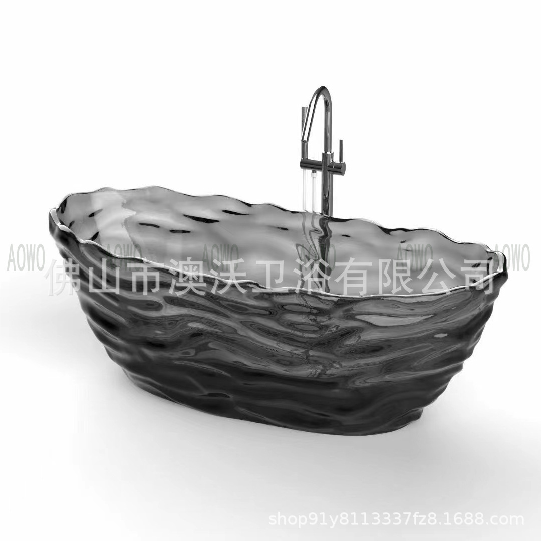 Onda de agua bañera de resina transparente bañera de cristal colorida forma de onda bañera de forma especial rojo en línea el mismo color