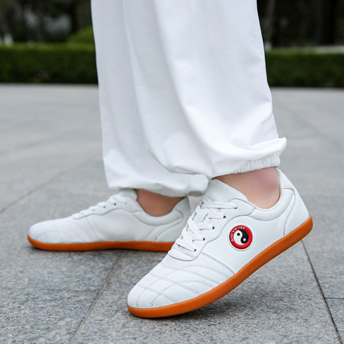 Chenjiagou Tai Chi Shoes for Men and Women - Spring and Summer Soft Leather Cowhide Sole Breathable Hole Martial Arts Training Shoes for Tai Chi Practice