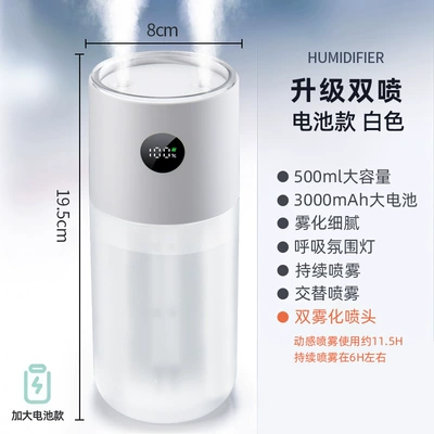 Car Humidifier Car Wireless Car Air Purification Large Spray Aromatherapy Machine Small 2025 New Model (Hava təmizləyiciləri) - white-upgraded-rechargeable-model-increased-built-in-battery-dual-port-spraywarm-breathing-night-light