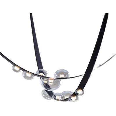 Cuero negro, vidrio transparente, 2 combinaciones largas