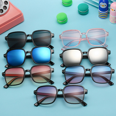 新款亲子款可爱时尚墨镜炫彩方框眼镜防紫外线遮阳太阳镜厂家批发