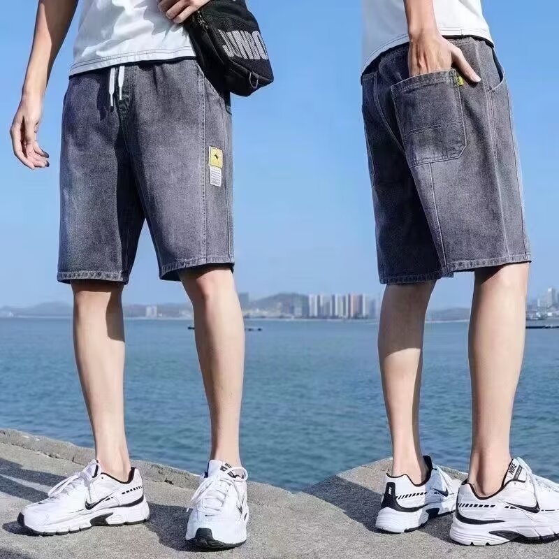 Pantalones vibe de la calle principal, ropa de moda para hombres, diseño de correas, jeans micro-up con cremallera, herramientas abiertas, pantalones de pierna recta