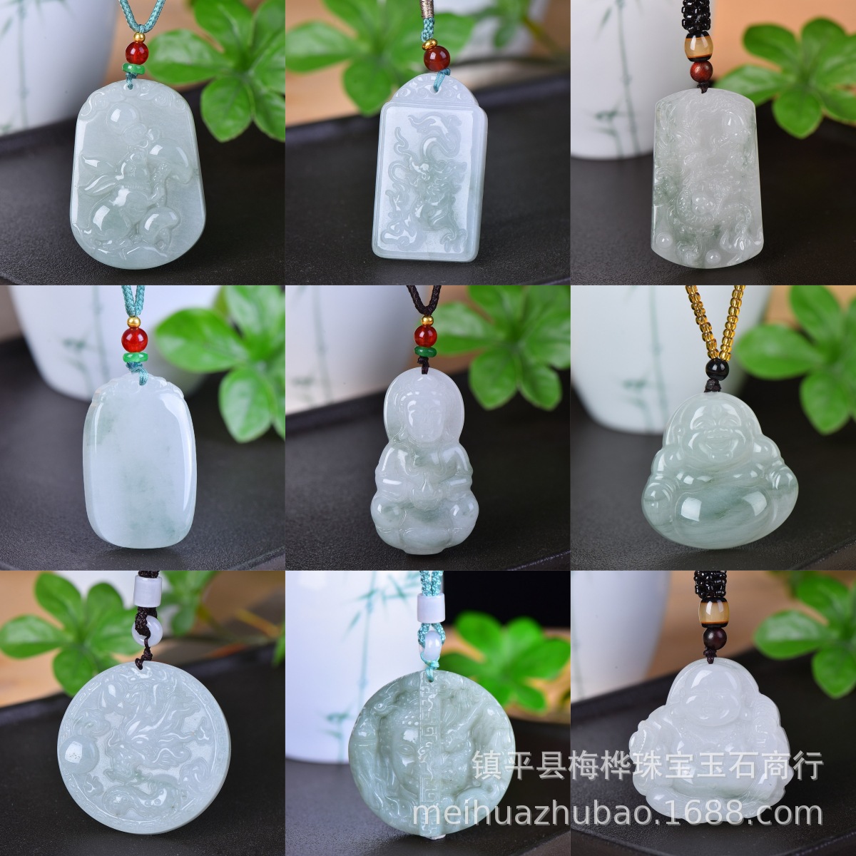 天然新疆天山翠龙牌观音佛无事牌吊坠挂件等多款造型直播货源批发