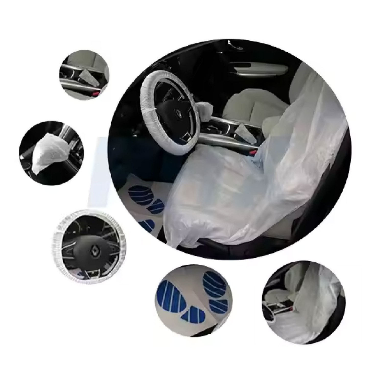 汽车保养一次性四件套座椅保护垫套装塑料汽车维修座套100个套装