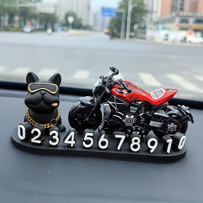 Nömrəli dayanma kartı | 3D car phone number sign - black-french-bulldog-cruise-red-3d-o-style