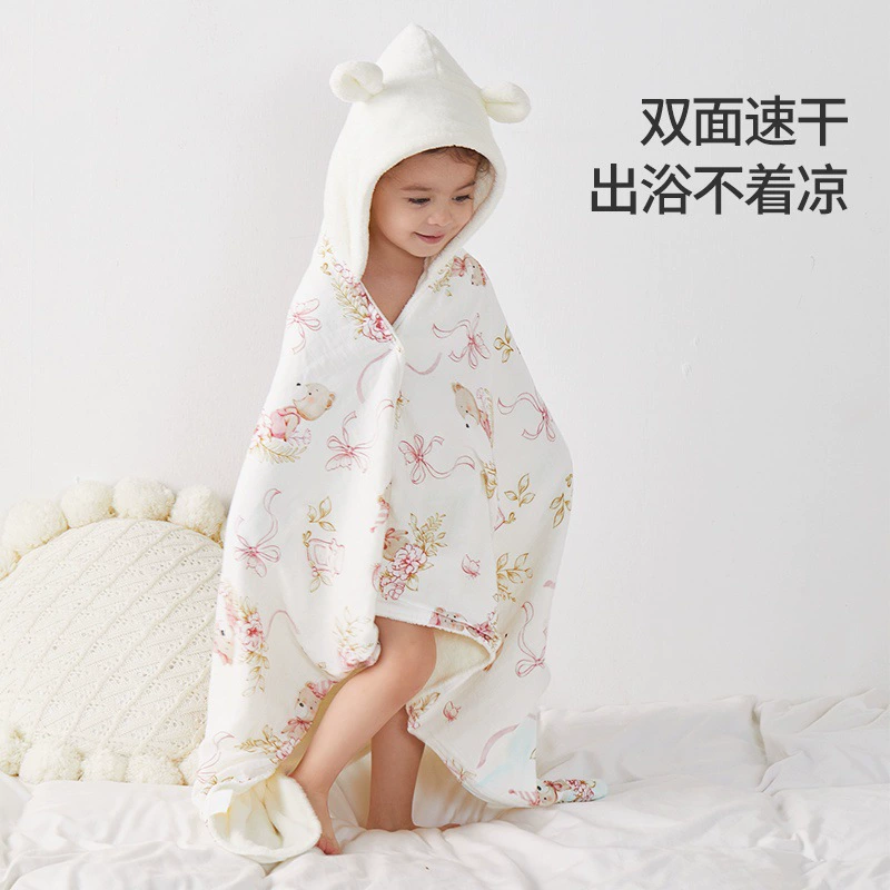 Детское банное полотенце Плащ с шапкой Быстросохнущие детские халаты новорожденные малыши купаются в полотенце осенью и зимой