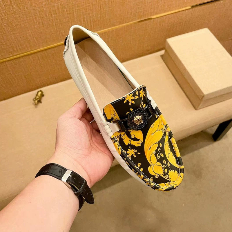 Внешняя торговля Большие размеры Doug Shoes Мужская летняя новая стильная обувь без шнуровки 2023, Модная легкая кожаная обувь с мягкой подошвой для мужчин