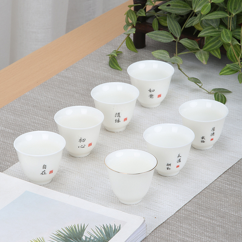 Dehua White Jade Porcelain Tea Cup Master Cup Small Chaoshan Kung Fu Tea Set Tea Cup Text Cup Tea Cup Home