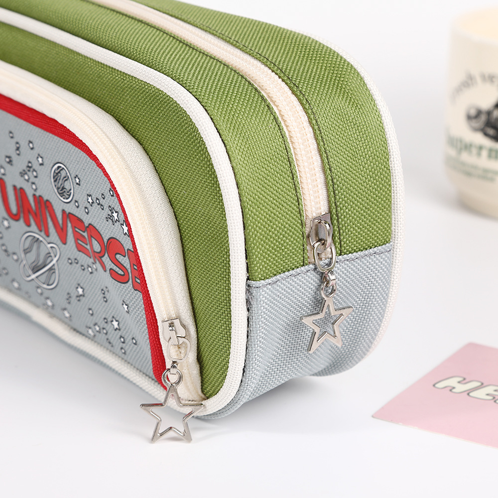 Space capacious nylon cartoon pencil case for students