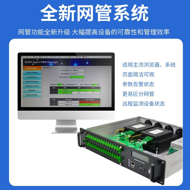 16dB  1550nm EDFA 光放大器 32口   黑色FTTH