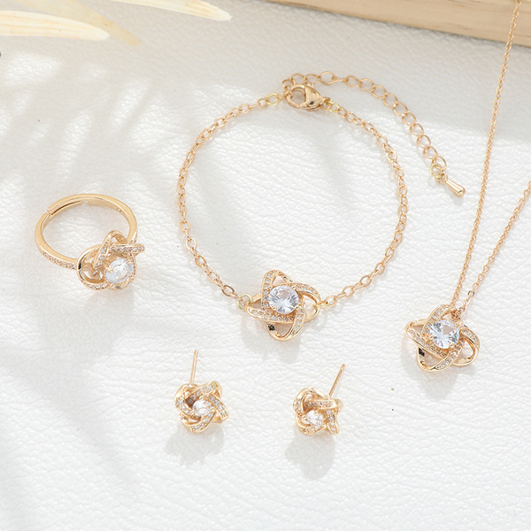 fashionable copper earrings with zircon