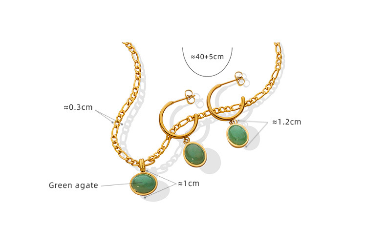 New Natural Green Agate Pendant Ethnic Retro Necklace Earrings Women u0027s Jewelry Set