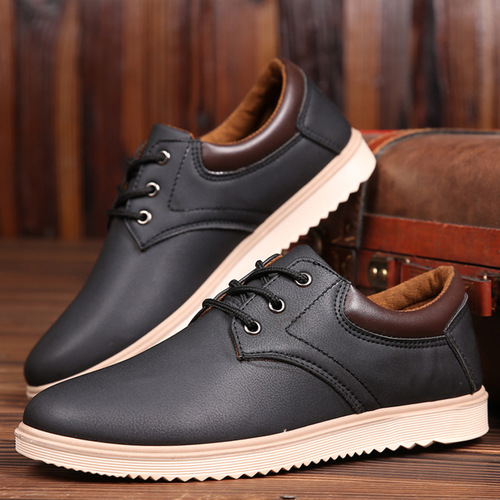 Work waterproof non-slip large leather shoes men's work shoes casual shoes Korean style trendy shoes men's shoes spring low-top shoes