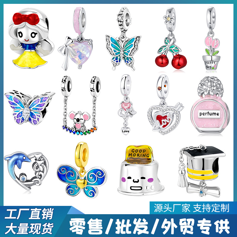 Foreign Trade Hot Wholesale European and American Pan Family Style DIY Beaded Sweet Cherry Charm Perfume Bottle Charm 925 Sterling Silver
