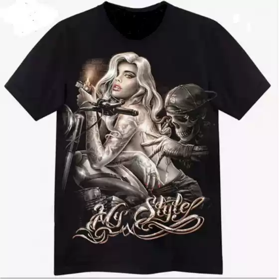 Summer New European and American Explosions 3D Digital Printing Short-sleeved Casual Motorcycle Men's T-shirt Fashion Trendy 2024