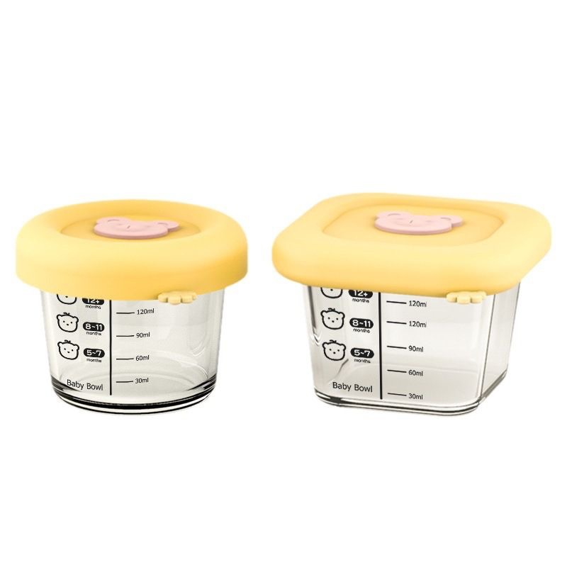 Caja de alimentos suplementarios de vidrio de silicona de alto silicio cubierta con molde especial de sopa de huevo cocinado caja de almacenamiento fresco tazón de alimentos suplementarios para bebés