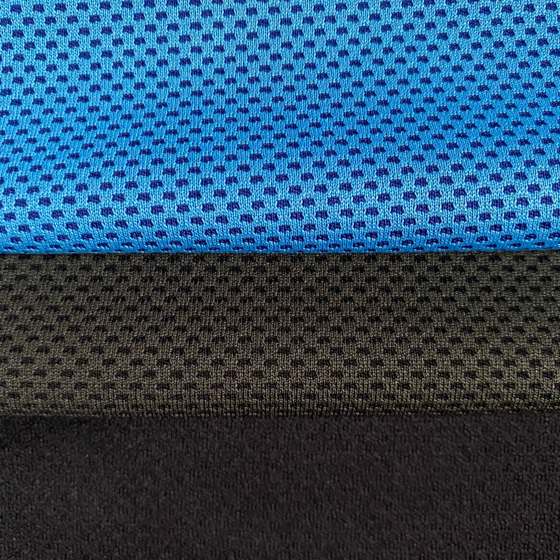 全涤双面网眼蜂巢布 阿迪双色冷感蜂窝面料 点子网眼提花运动面料