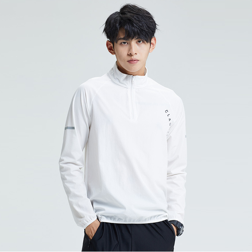 Otoño e invierno de los hombres deportes de media longitud de la cremallera de manga larga suéter al aire libre correr fitness nylon a prueba de viento chaqueta de tenis