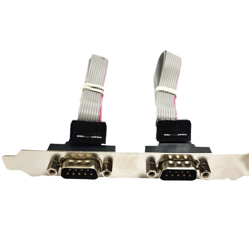 DB9 serial port expansion cable, RS232 COM ribbon with bezel, full/half height, lengths 10–50 cm