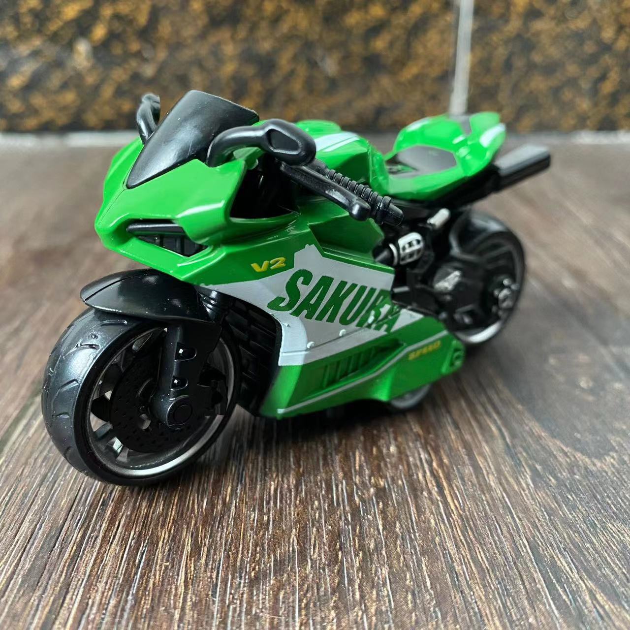 Aleación de retroceso modelo de motocicleta decoración simulación de plástico carreras de juguete transfronterizo llavero colgante agarre decoración de la máquina