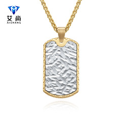 Source manufacturer's new creative men's bark chaotic pattern Jun brand pendant cross-border hot-selling fashion trend titanium steel necklace
