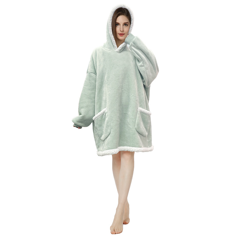 Ropa perezosa transfronteriza color sólido más tamaño suéter pareja engrosada ropa de invierno cálido ropa de abrigo con capucha pijamas ropa de casa