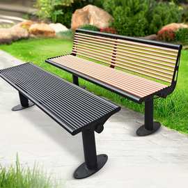 户外公园椅不锈钢长座椅铁艺坐凳庭院室外景观靠背椅休息椅长凳子