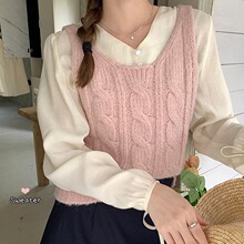 麻花针织马甲女2024早秋季新款毛衣背心内搭设计感小众外穿上衣女