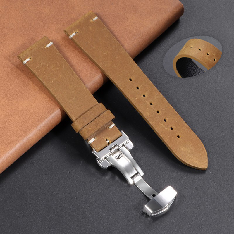 Foreign Trade Hot Top Layer Leather Strap For Huawei GT2 Watch With Butterfly Buckle 18/20/22/24mm