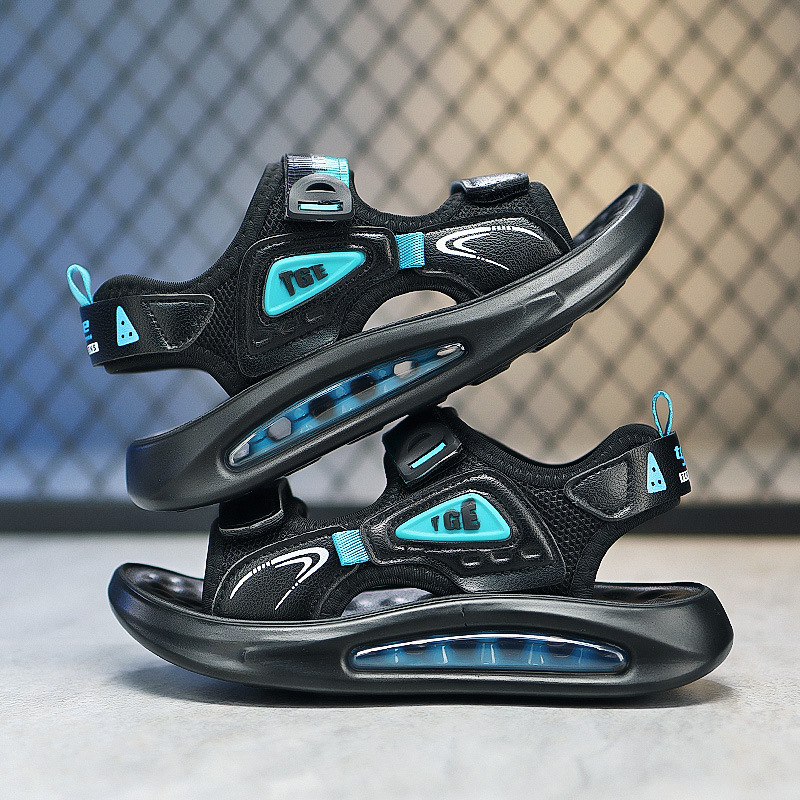 Sandalias para niños 2024 verano nuevo tipo de niños con suela suave antideslizante almohadilla de aire zapatos de playa de moda para niños mayores zapatos de moda para estudiantes