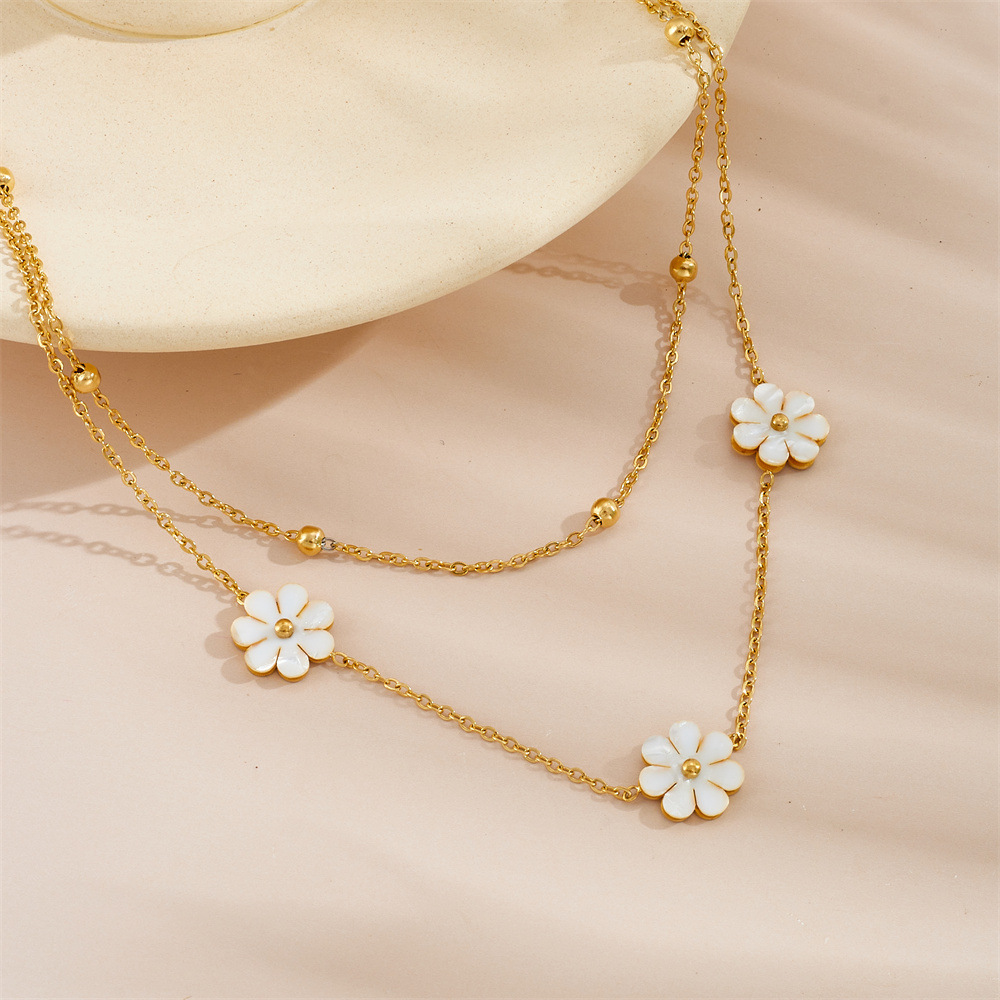19g Weight Titanium Steel Pendant Material Necklace Classification Titanium Steel Chain Material cable chain Chain Type 1 Piece Quantity Daily Occasion Titanium Steel Material Flower Pattern Women's Gender Sweet Style Wholesale Jewelry Sweet Flower Titanium Steel Necklace 16
