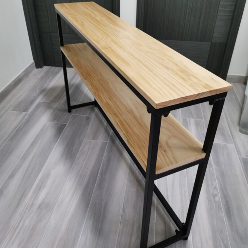 Sofá de sala de estar estante trasero de madera maciza hierro forjado tabla contra la pared estante de pared estrecha varios armarios de respaldo personalizados