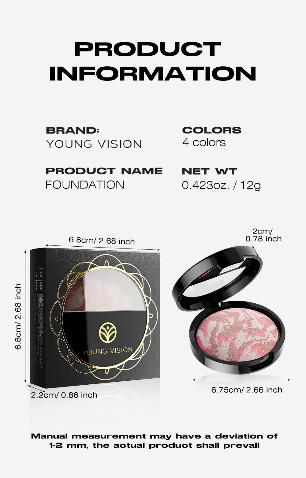 YOUNG VISION 4-color Pork Belly Baking Powder Foundation is a fine and smooth powder that can enhance skin tone and set the makeup undefined