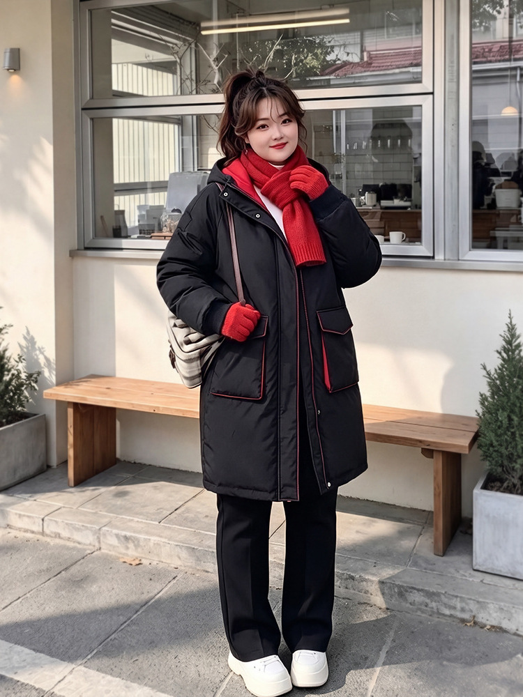65-160kg Plus-Size Women's Thickened Mid-Length Cotton Coat for Autumn and Winter, Suitable for Slightly Plump Women, Reversible Over-The-Knee Coat 65-160kg Plus-Size Women's Thickened Mid-Length Cotton Coat for Autumn and Winter, Suitable for Slightly Plump Women, Reversible Over-The-Knee Coat