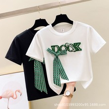 一件代发潮流短袖女装2024夏季新款气质设计感小众短袖t恤女