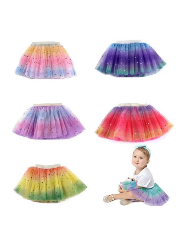 新しい子供の薄い紗の五角星の虹のスカートの網の糸の王女のスカートの欧米の子供服のショーのスカートのtuu|undefined