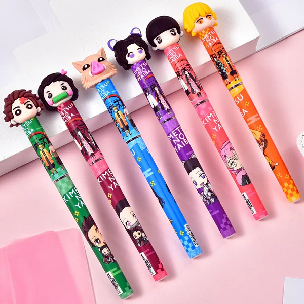 New Cartoon Student Gel Pen, Cute, Refillable, Direct Liquid Quick-Dry Rollerball Pen, Demon Slayer Pen for Exam Practice