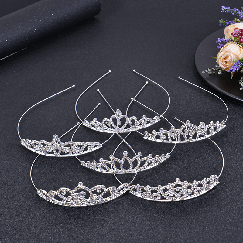 Diadema de corona de diamantes de imitación para niños, peine para el cabello, accesorios para el cabello para niñas, espectáculo de vacaciones para bebés, tocado de novia, cristal chapado en oro