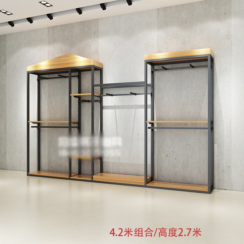 Marca de los hombres estante de piso de pie gabinete de exhibición de combinación centro comercial estante de ropa creativa tienda de ropa soporte de exhibición