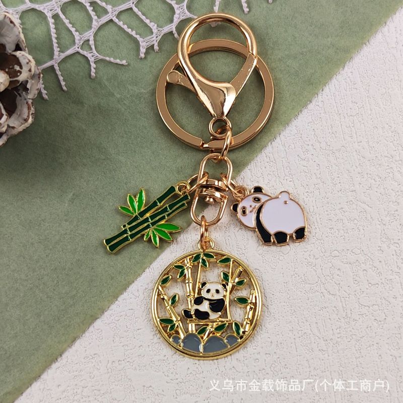 新中式可爱国宝熊猫钥匙扣成都文创樱花扇子挂件包包挂饰小礼物|undefined