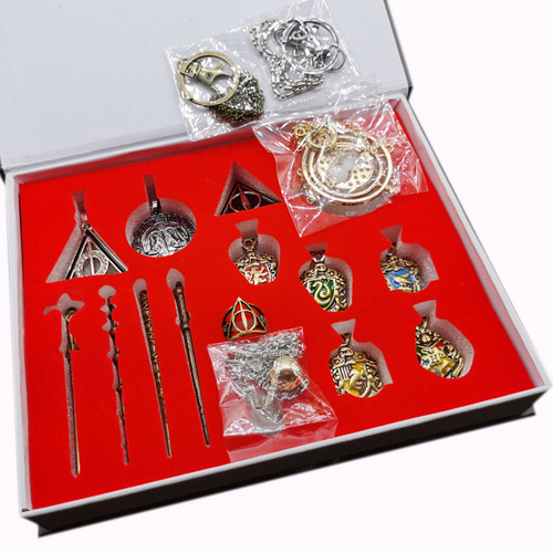 Harry Potter wand 15-piece set wand prop necklace pendant keychain Christmas set box magic wand 11-piece set