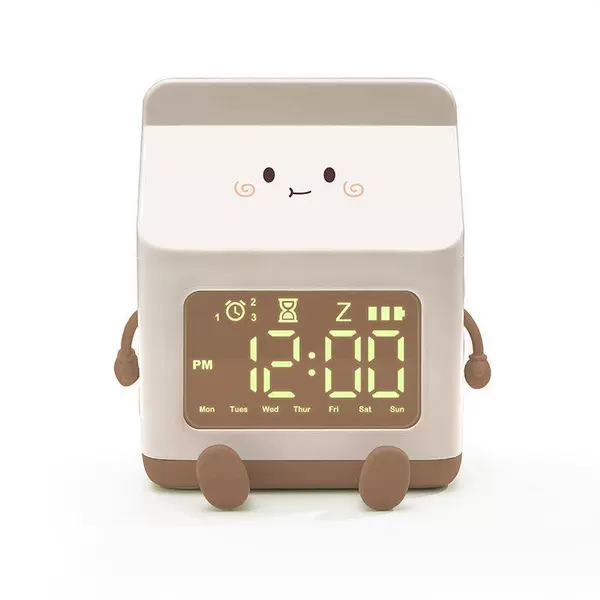 Milk box alarm clock khaki [Send USB charging cable]