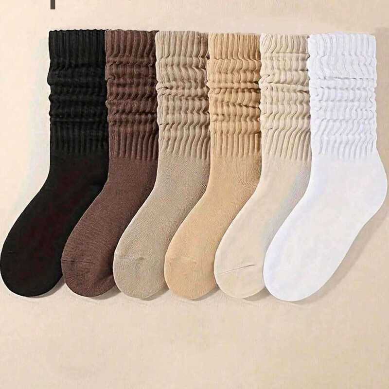 Women's Solid Color Jk Trendy Personality Slouch Socks, Sweat-Absorbent Casual Mid-Calf Socks Suitable for Daily Use Women's Solid Color Jk Trendy Personality Slouch Socks, Sweat-Absorbent Casual Mid-Calf Socks Suitable for Daily Use