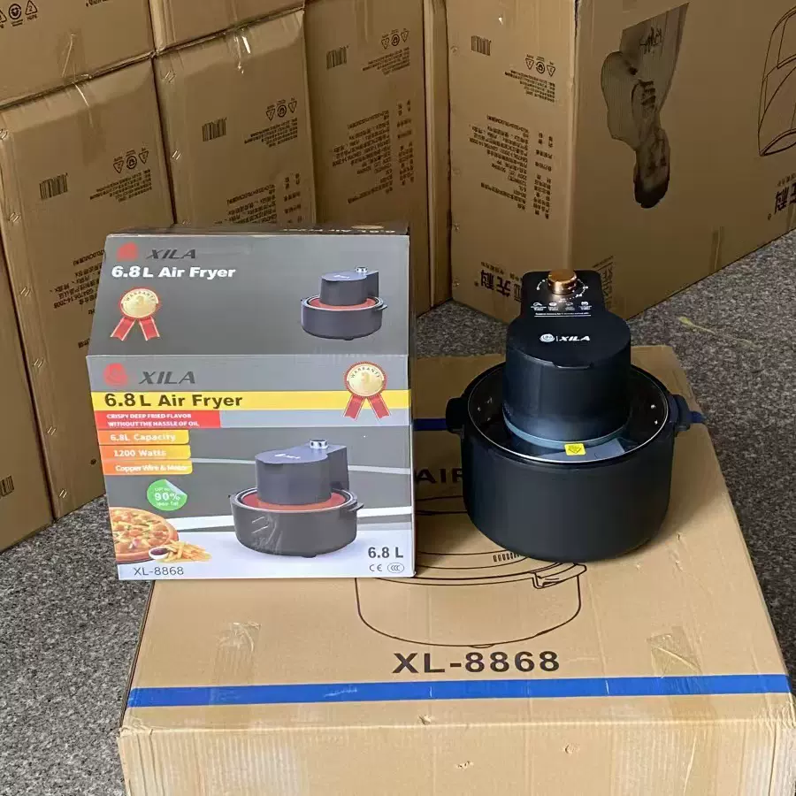 外贸跨境英文欧规空气炸锅多功能薯条机6L大容量电烤箱电炸锅厂家