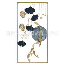 金鱼图玄关装饰画轻奢彩绘壁饰入户玄关正对门挂壁走廊过道现代壁