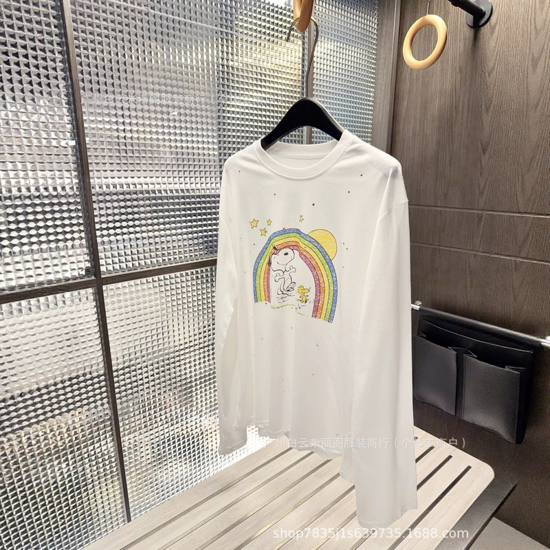 European Station 2026 Summer New Designer Style Niche Retro Cartoon Sweet Cool Sunscreen Printed Long Sleeve T-Shirt for Women