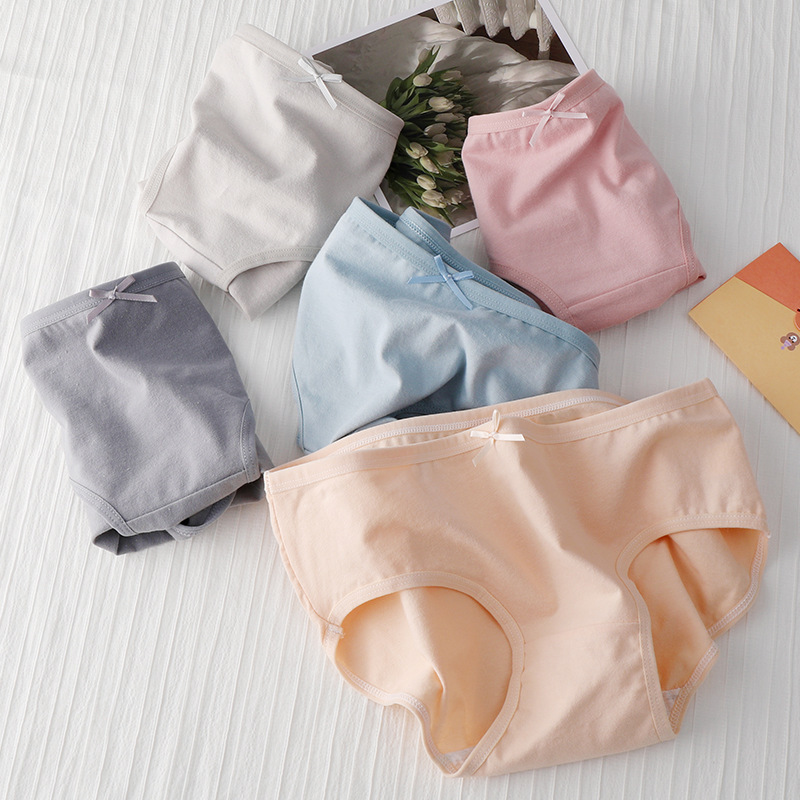 Japanese simple solid color women's underwear pure cotton women's crotch waist bag buttocks student girl triangle underwear wholesale