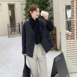 复古双面毛呢外套女秋冬新款宽松显瘦小个子呢子宽松休闲大衣外套