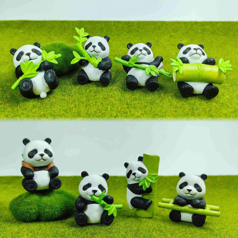 8 Bamboo Panda Micro Landscape Desktop Car Ornaments DIY National Treasure Panda Keychain Cake Decoration Accessories